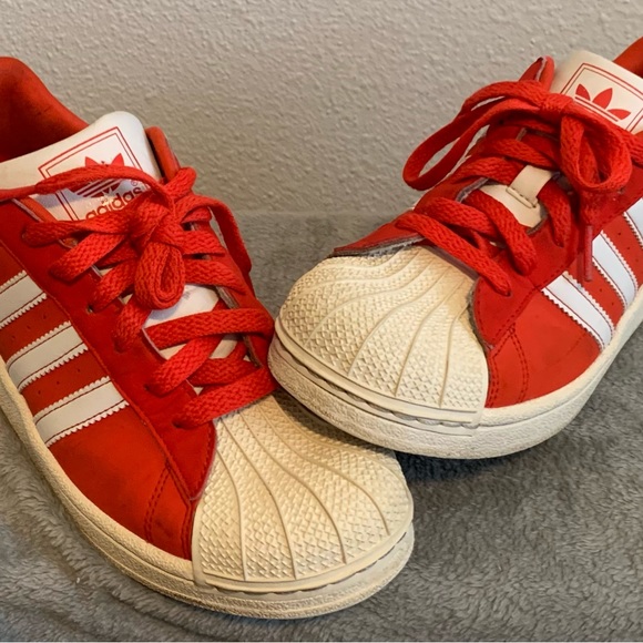 adidas | Shoes | Vintage Original Adidas Superstars In Red And White Truly  Amazing | Poshmark